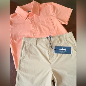 Lot of 2 - Saltwater Boys Marco Polo Performance Coral Shirt & Palmer Shorts 6/8